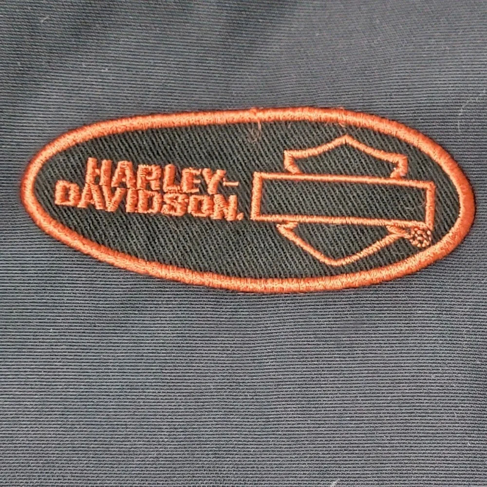 Harley-Davidson Mens Nylon Racing Jacket Black 2XL Striped Biker Eagle Logo - Picture 11 of 14